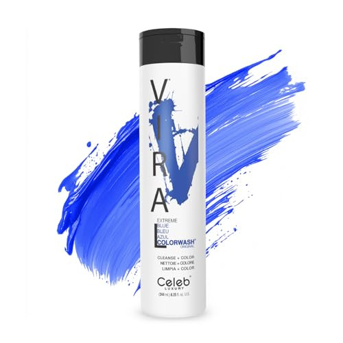 Celeb Luxury Viral Colorwash Professional SemiPermanent Hair Color Depositing Shampoo Blue 825 Fl Oz Pack of 1