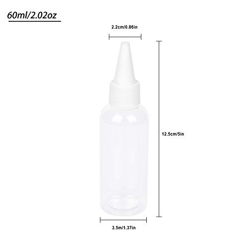 Trendbox 2oz Clear Plastic Bottles Applicator with Twist Top Cap BPAFree for Hair Oils and Liquids 48 Pack with 48pcs La