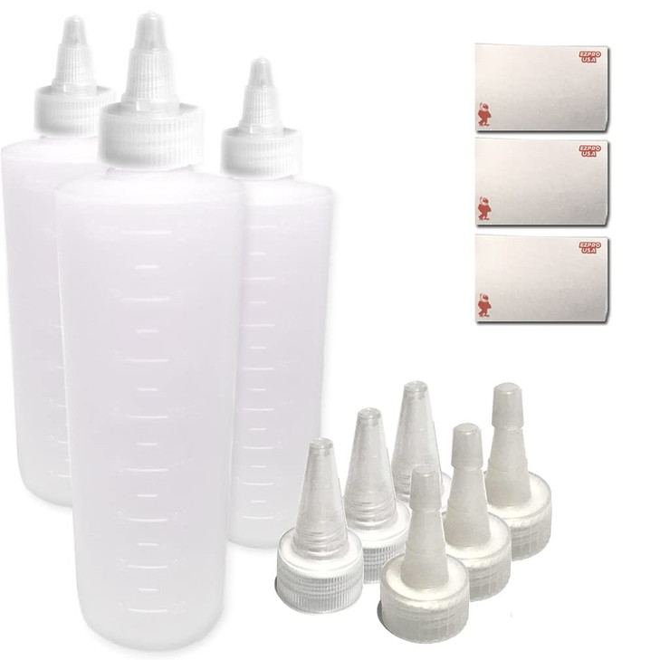 EZPRO USA Applicator Empty Plastic Bottle Twist Top Cap with Long Tip BPAfree Coloring Treatment Squeeze Bottles for Foo