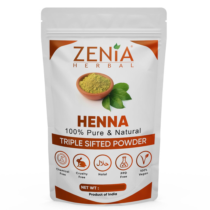 Zenia 100 Pure Natural Henna Powder Lawsonia Inermis 100 grams 35 oz OrangeRed Hair Color Triple Sifted Fresh from Rajas