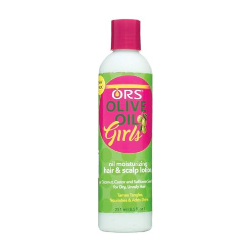 ORS Olive Oil Girls Moisturizing Hair Scalp Lotion with Coconut Castor Safflower Seed 85 oz