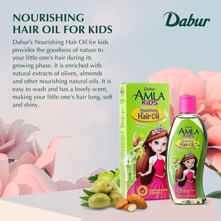 Dabur Amla Hair Oil for Kids Nourishing Oil with Olive Almond Extracts Strengthens Softens Conditions Gentle Care for Al