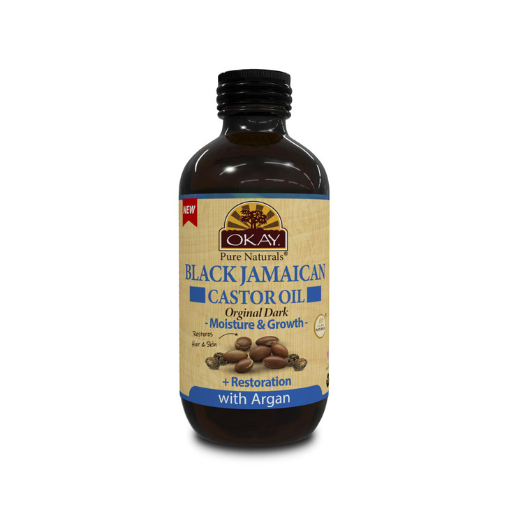 OKAY Pure Naturals Black Jamaican Castor Oil with Argan Oil Castor for Hair Health Moisture for Skin Face Scalp Eyelashe