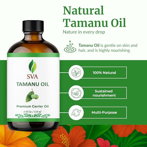 SVA Tamanu Oil 4 Fl Oz 100 Natural Cold Pressed Tamanu Oil for Face Skin Care Hair Care Scalp Massage Body Massage Carri