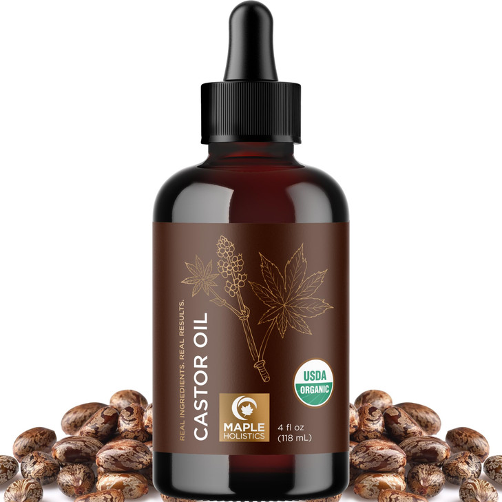 Organic Castor Oil for Hair Skin Nails USDA Organic Hexane Free Castor Oil for Skin Face Eyelashes Brows Stomach and Ful