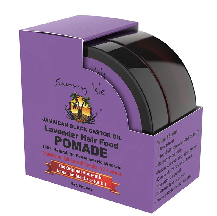 Sunny Isle Jamaican Black Castor Oil Lavender Hair Food Pomade 4 oz For Dry Scalp Hair Breakage Split Ends Frizz Control