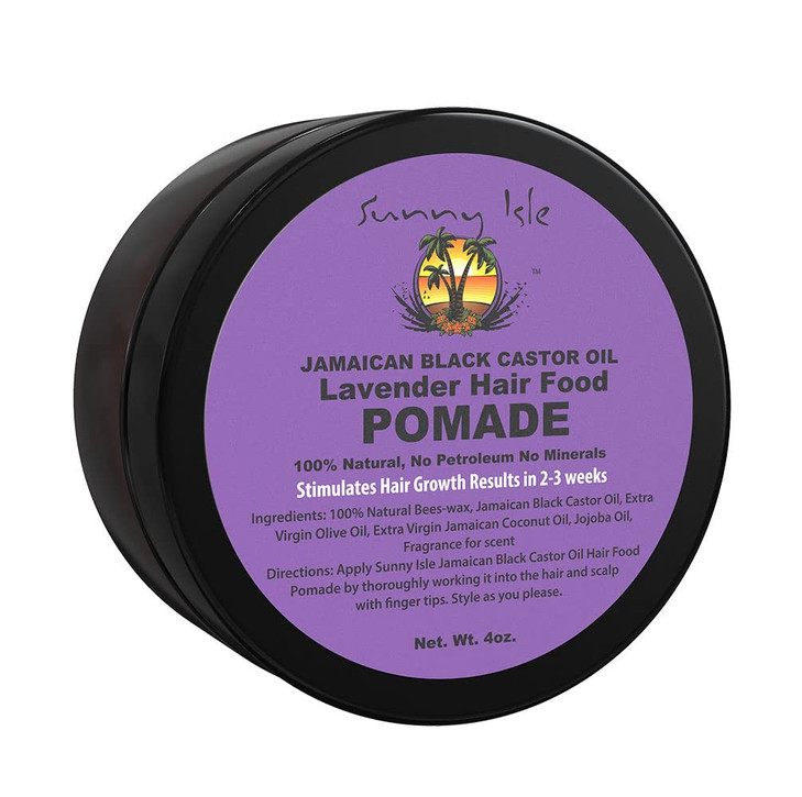 Sunny Isle Jamaican Black Castor Oil Lavender Hair Food Pomade 4 oz For Dry Scalp Hair Breakage Split Ends Frizz Control