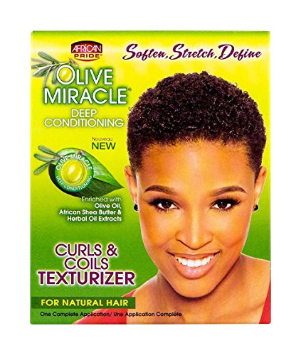 African Pride Olive Miracle Curls Coils Texturizer Contains Aloe Vera Castor Oil Biotin to Condition Define Hair Protect