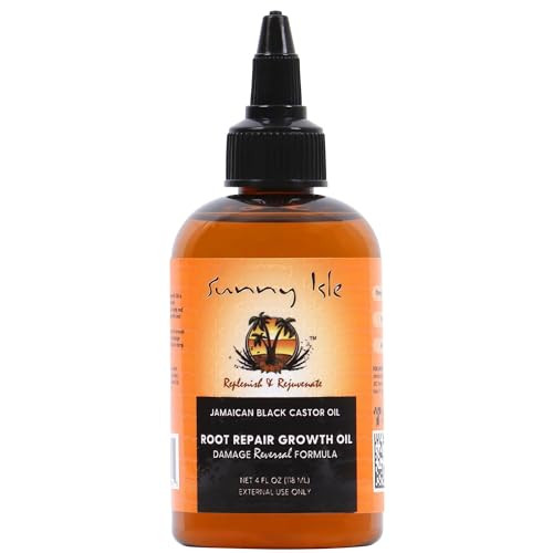 Sunny Isle Jamaican Black Castor Oil Root Repair Growth Oil 4oz Damage Reversal Formula Nourishes Hair follicles Moistur
