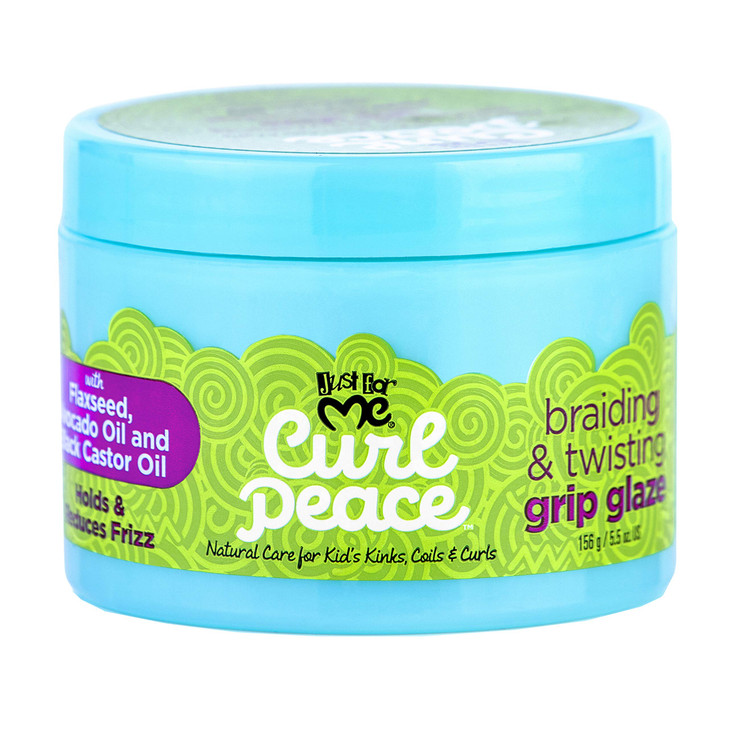 Just For Me Curl Peace Braiding Twisting Grip Glaze Holds Reduces Frizz Contains Flaxseed Avocado Oil Black Castor Oil N