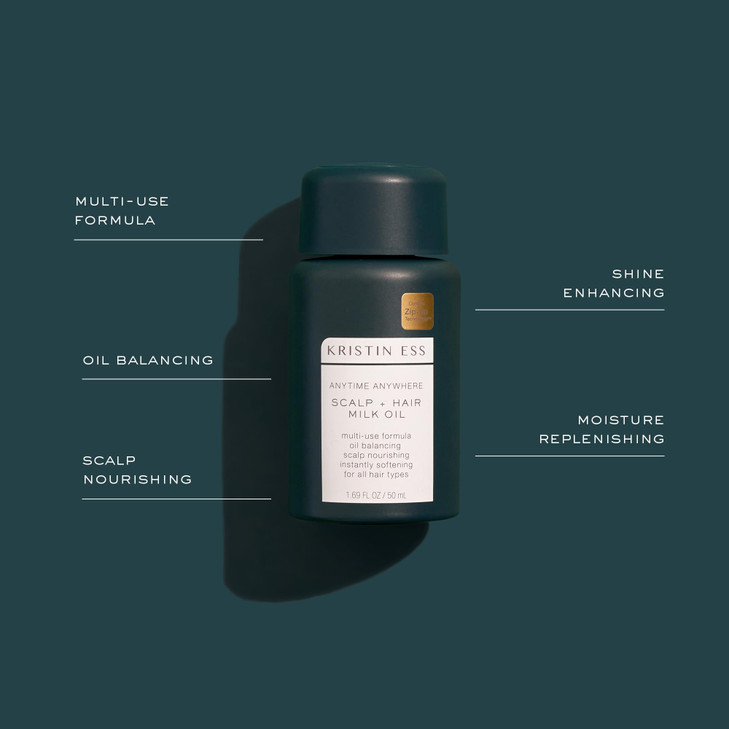 Kristin Ess Anytime Anywhere Scalp Hair Milk Oil Hydrating for Damaged Hair infused with Coconut Oil and Jojoba Oil Cast