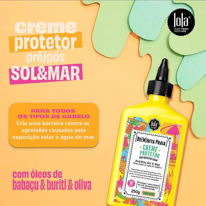 Lola Brasil Linha BEM DITA PRAIA Creme protector 250 grams dita Beach Collection PrePost Beach and Ocean Protective Crea