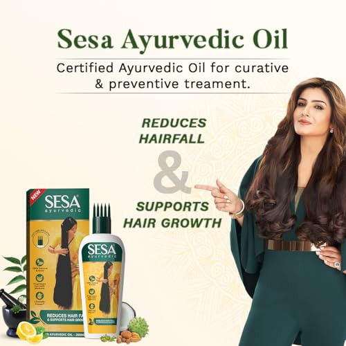 SESA Ayurvedic Hair Oil With Bhringraj 17 Rare Herbs With Coconut Oil and 4 Nourishing Oil For Hair Growth Help Control