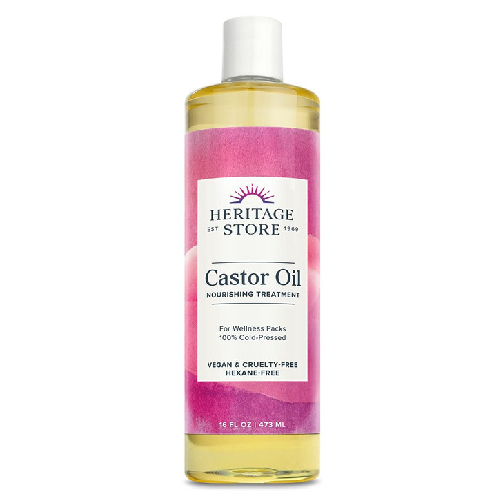 HERITAGE STORE Castor Oil Nourishing Hair Treatment Deep Hydration for Healthy Hair Care Skin Care Lashes and Brows Cast