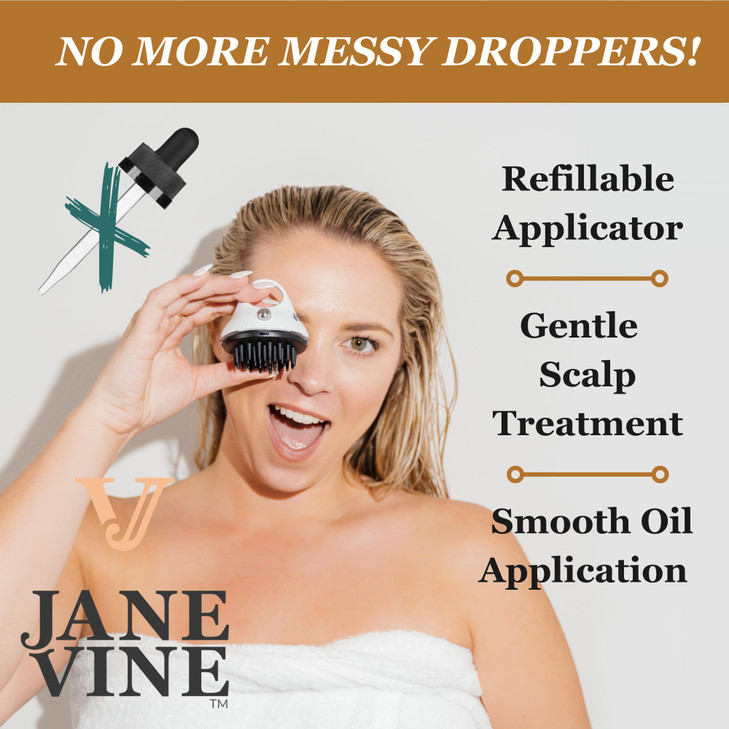 JANE VINE Hair Oil Applicator 2 in 1 Scalp Massager for Growth Exfoliating Brush Dandruff Treatment and Oiling with Sili