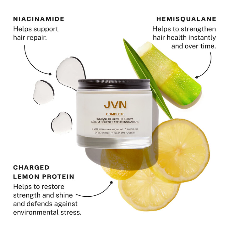 JVN Complete Instant Recovery LeaveIn Anti Frizz Serum 084 Fluid Ounces Travel Size Repairs Hair Protects Against Heat D