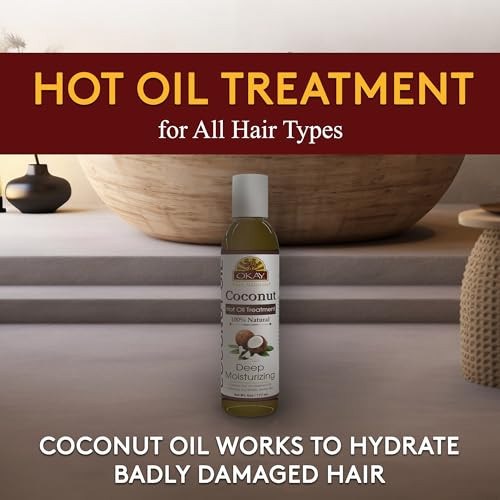 OKAY Coconut Hot Oil Treatment For All Hair Types Textures Deeply Penetrating 100 Natural Free of Paraben Silicone 6 oz