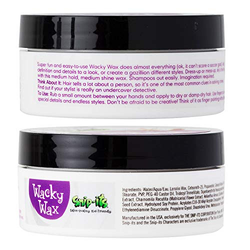 Snipits Wacky Kids Hair Wax 2oz Medium Strong Hold Baby Hair Gel Alternative with Fresh Tropical Fragrance All Natural S