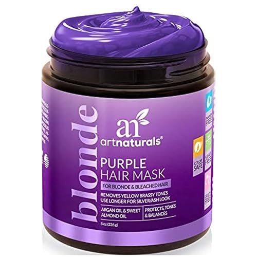 Artnaturals Purple Hair Mask for Blonde Silver Platinum Hair Removes Yellow Brassy Color Repairs Dry Bleached Hair Deep