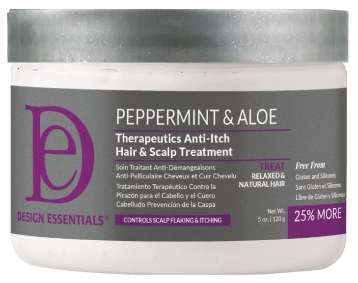 Design Essentials Peppermint Aloe Therapeutics AntiItch Hair Scalp Treatment Dandruff Hairgrooming 5 Fl Oz White