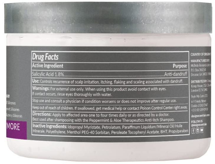 Design Essentials Peppermint Aloe Therapeutics AntiItch Hair Scalp Treatment Dandruff Hairgrooming 5 Fl Oz White