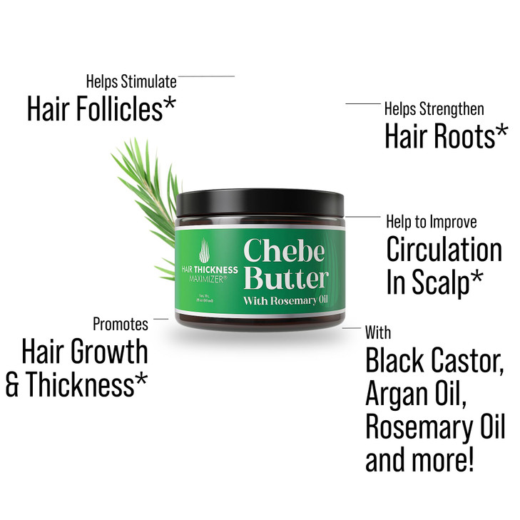 Chebe Rosemary Oil Hair Butter for Growth Thickening Moisturizing and Strengthening 2oz Vegan Hair Grease for Men and Wo