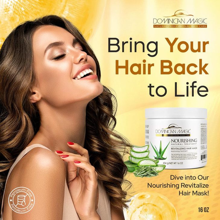 DOMINICAN MAGIC Nourishing Revitalizing Hair Mask with Aloe Vera Hair Treatment Deep Repair Revitalize for Dry Damaged H