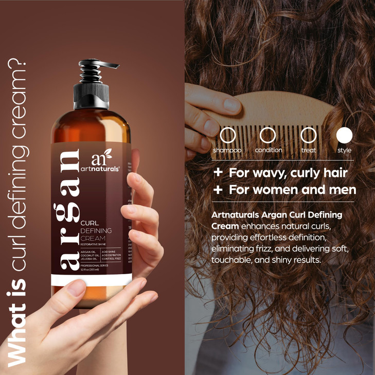 Artnaturals Curl Defining CreamMoisturizer Enhancer wAlmond Jojoba Argan Oil Natural Frizz Control for Wavy Curly Hair P