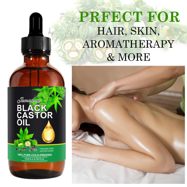 NIFEISHI Jamaican Black Castor OilGlass Bottle 2PCS Organic Castor Oil for Hair Growth 100 Cold Pressed Unrefined Castor