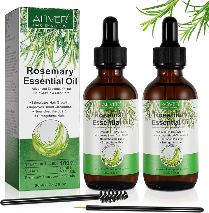 Rosemary Essential Oil2pcs for Hair Growth Skin Care Face Dry Scalp Treatment Serum for Hair Loss Treatment Scalp Massag