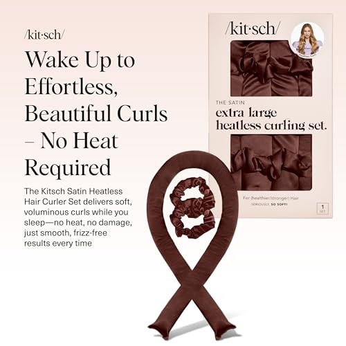 Kitsch XL Satin Heatless Hair Curler Set Heatless Curls for an Overnight Blowout Comfortable Hair Curlers to Sleep In fo