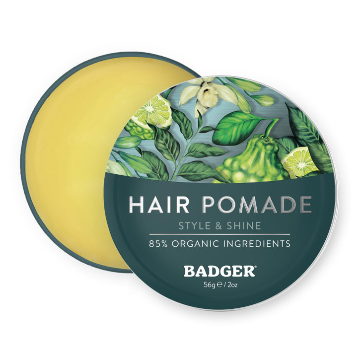 Badger Hair Pomade for Men Organic Easy to Use Subtle Masculine Scent Medium Hold Hair Pomade with Medium Shine Finish N
