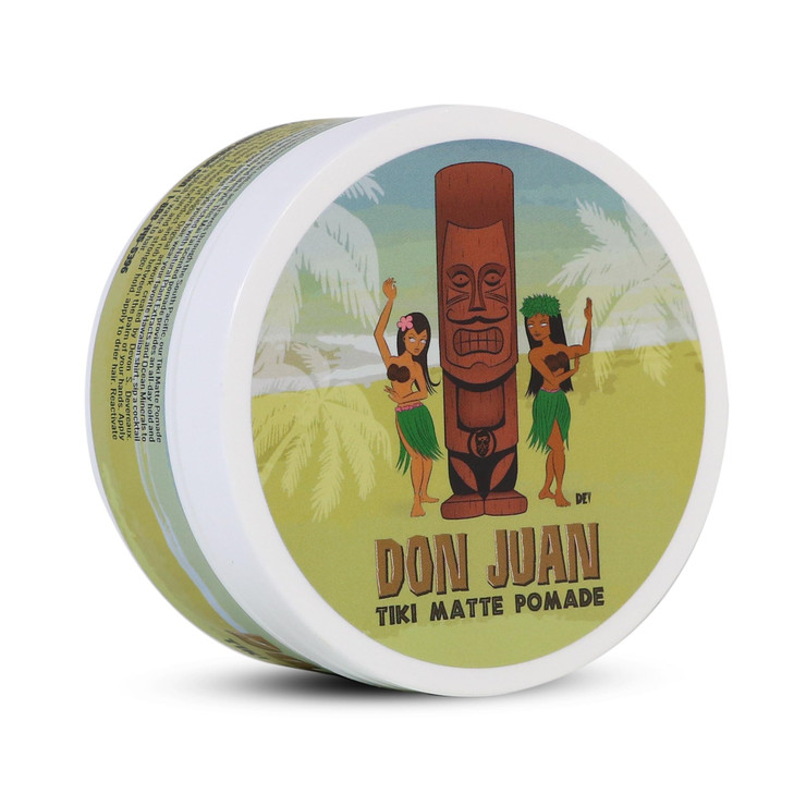 Don Juan Tiki Matte Pomade Water Based High Hold Matte Finish Natural Plant Extracts and Ocean Minerals Mai Tai Tropical