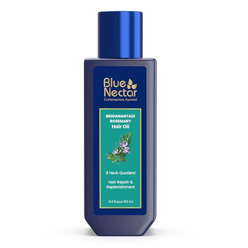 Blue Nectar Rosemary and Bhringraj Ayurvedic Scalp Oil for Hair Growth with Amla 338 Fl Oz