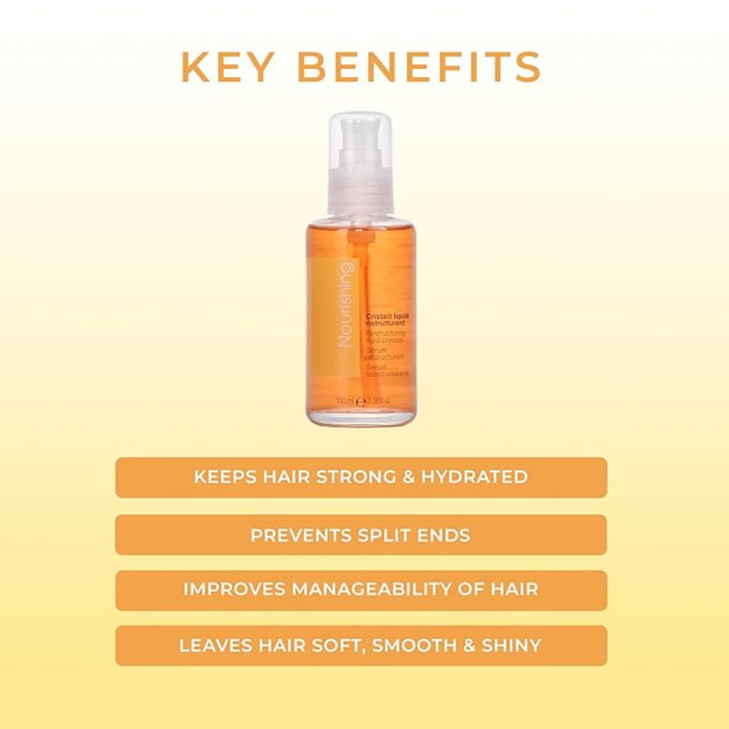 Fanola Restructuring Anti Frizz Hair Serum Liquid Crystals Hair Care Enriched with Aloe Vera Linseed Oil for Split End R