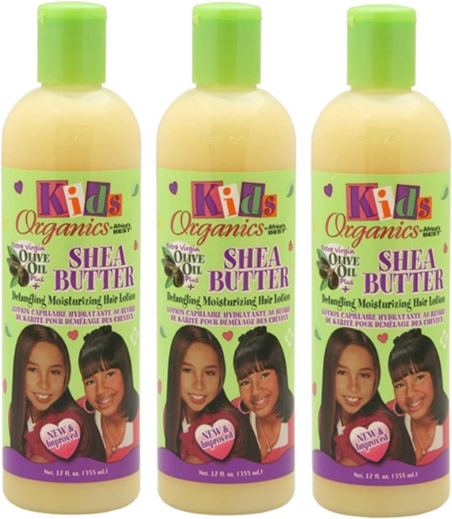 Africas Best Kids Organics Shea Butter Detangling Moisturizing Hair Lotion 12 oz Pack of 3