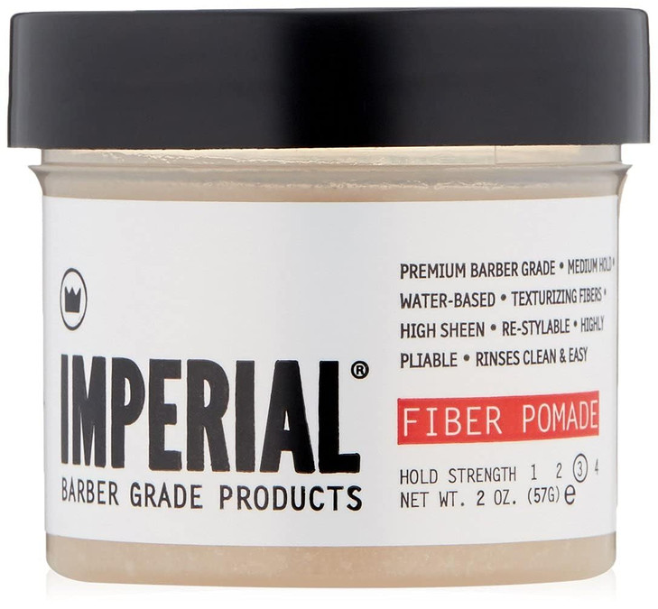 Imperial Barber Fiber Pomade Medium Hold WaterBased High Sheen Formula with Texturizing Fibers 6 oz for Mens Hair Stylin