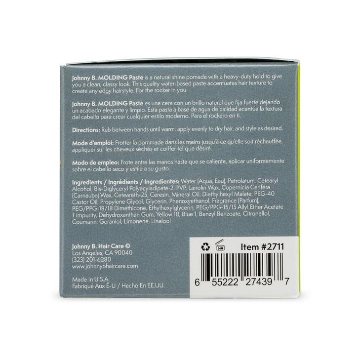 JOHNNY B Molding Paste Pliable Hair Clay 3 oz
