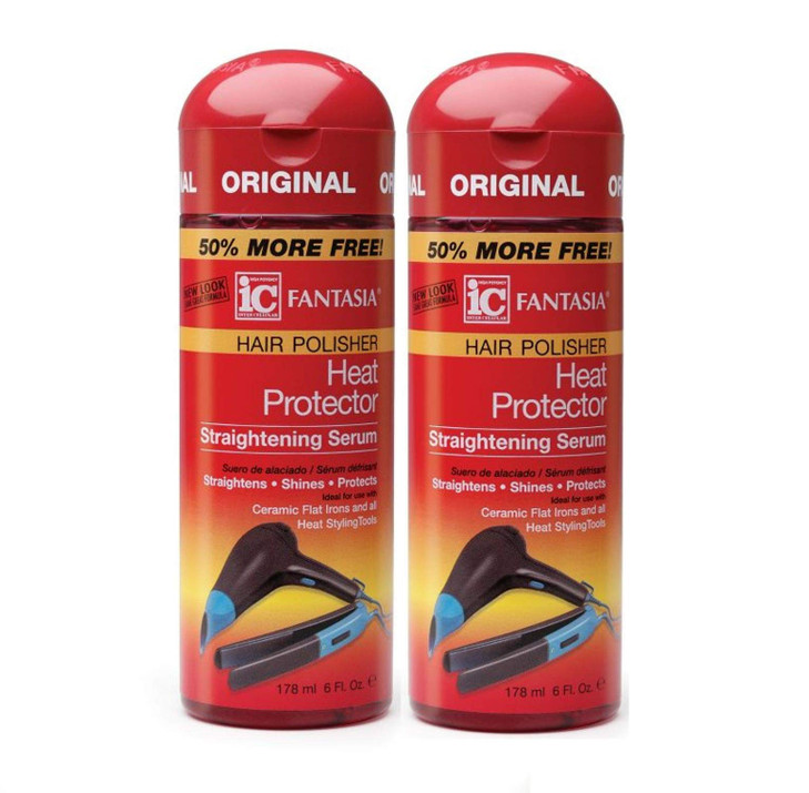 Fantasia High Potency IC Heat Protector Straightening Serum Hair Polisher 6 oz Pack of 2