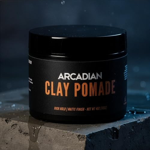 Arcadian Grooming Clay Pomade for Men Vegan Matte Finish Strong High Hold 4oz