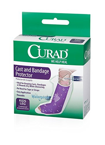 CURAD Child Leg Cast and Bandage Protectors, Water Resistant, Reusable, Ideal for Shower and Bath - Pack of 2