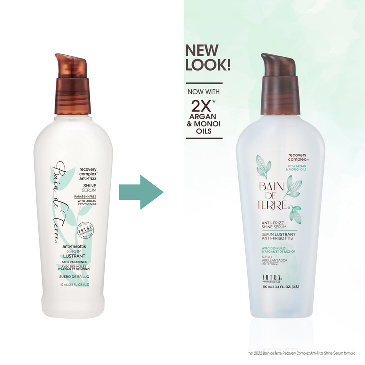 Bain de Terre Recovery Complex AntiFrizz Shine Serum Silky Shine Frizz Control with Argan Monoi Oils ParabenFree Alcohol