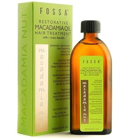Fossa Restorative Macadamia Nut Hair Treatment with Keratin Oil Paraben Free Lightweight AntiFrizz Adds Shine Repairs Da