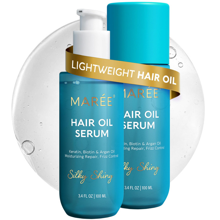 MAREE Hair Oil for Frizzy and Damaged Hair with Vitamins A E B5 2 PACK Anti Frizz Control Srum for Curly Women Men Aceit