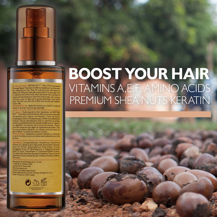 Saryna Key Hair Serum Repair Oil Shea Butter Hair Treatment Oil Oil for Hair Frizz Control for Dry Damaged Hair ColorSaf