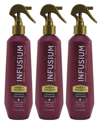 INFUSIUM LEAVEIN TREATMENT Repair Replenish Nourish Renew Spray with Niacinamide Argan Oil Ceramides 11 FL OZ 3 Pack