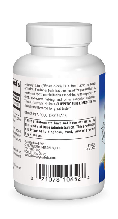 Planetary Herbals Slippery Elm Strawberry Lozenges, Herbal Throat Support, 100 Lozenge