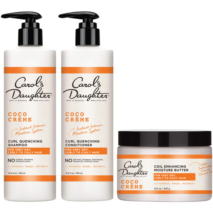 Carols Daughter Coco Creme Sulfate Free Shampoo and Conditioner Set with Silicone Free Hair Butter for Very Dry Curly Ha