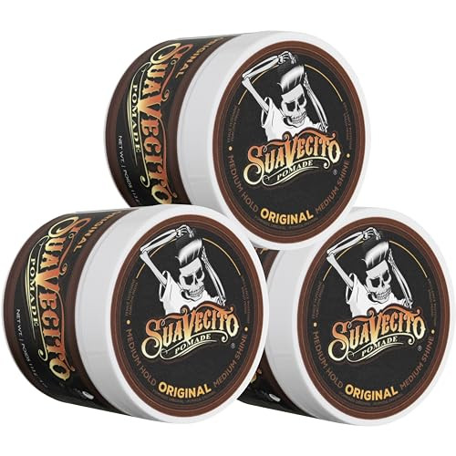 Suavecito Pomade Original Hold 4 oz 3 Pack Medium Hold Hair Pomade For Men Medium Shine Water Based Wax Like Flake Free
