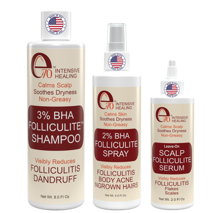 Folliculitis 3Piece Set Folliculitis Shampoo Dry Scalp Serum Body Spray with Salicylic Acid Tea Tree Oil Peppermint Oil